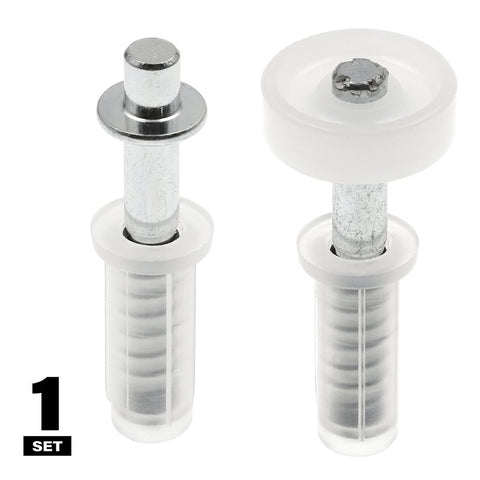 Prime-Line N 7266 Door Pivot and Guide Set, 3/8 in Dia Base, 1 in H Base, Plastic/Steel, 2/PK