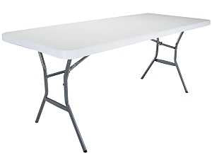 Lifetime Products 2924 Folding Table, 72 in L x 30 in W x 29 in H Open, Steel Frame, Polyethylene Tabletop, Gray/White