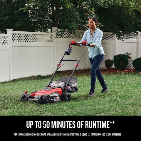 Craftsman V20 2x20V CMCMW220P2 20 in. Battery Lawn Mower Kit (Battery & Charger)
