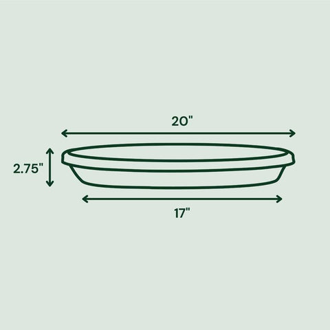 Bloem Terra 3.5 in. H X 20 in. W X 17.5 in. D Plastic Traditional Plant Saucer Charcoal