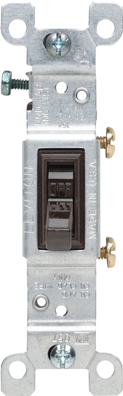 Leviton S00-01451-02S Switch, Brown, 15 A, 120 V, 1-Poles, Push-In Terminal, Thermoplastic Housing Material