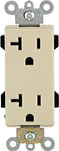 Leviton S01-16352-0IS Duplex Receptacle, 2 -Pole, 20 A, 125 V, Back, Side Wiring, NEMA: 5-20R, Ivory