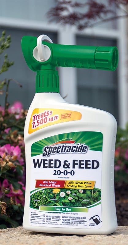 Spectracide HG-96262 Weed and Feed Killer, 32 fl-oz, Liquid, 20-0-0 N-P-K Ratio
