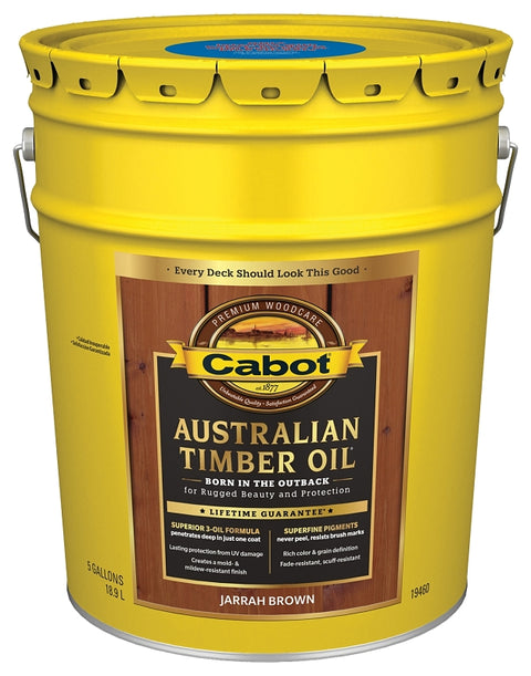 Cabot 140.0019460.008 Australian Timber Oil, Jarrah Brown, Liquid, 5 gal Pail