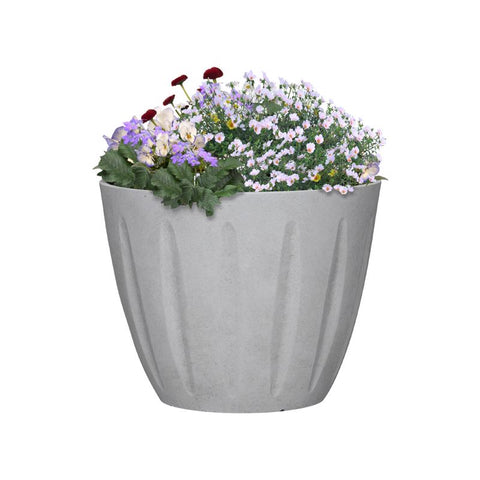 L&G 10 in. H X 12 in. D Polyresin Spritzer Planter Stone