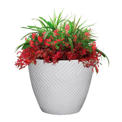L&G 13 in. H X 16 in. D Polyresin Yuma Planter White