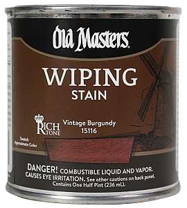 Old Masters 15116 Wiping Stain, Vintage Burgundy, Liquid, 0.5 pt, Can