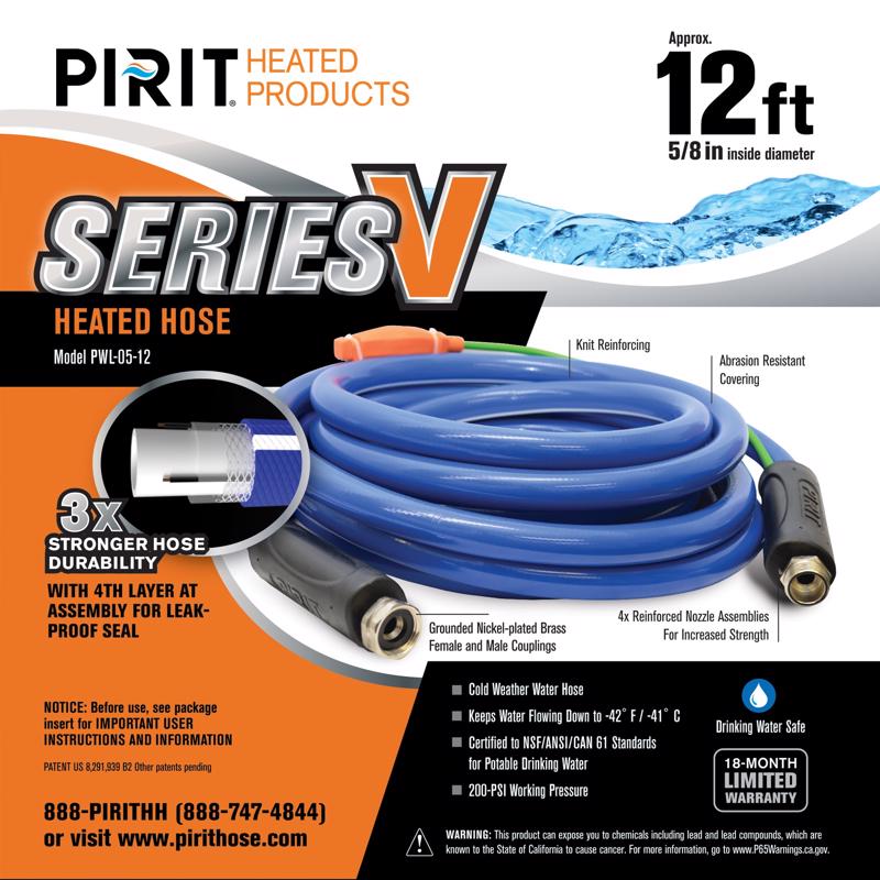 Pirit Series V 5/8 in. D X 12 ft. L Medium Duty Heated Hose – Shell ...