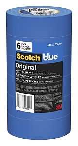 ScotchBlue 2090-36A-CP Painter's Tape, 60 yd L, 1-1/2 in W, Crepe Paper Backing, Blue