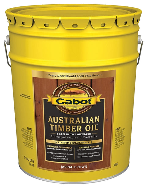 Cabot 140.0003460.008 Australian Timber Oil, Jarrah Brown, 5 gal Pail, Liquid