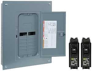 Square D Homeline HOM1224L125PGCVP Load Center, 125 A, 12 -Space, 24 -Circuit, Main Lug, NEMA 1 Enclosure, Gray