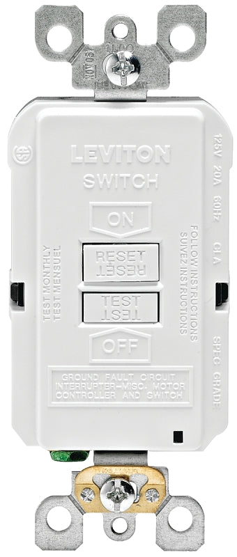 Leviton R98-GFRBF-0KW GFCI Receptacle, 125 V, 20 A