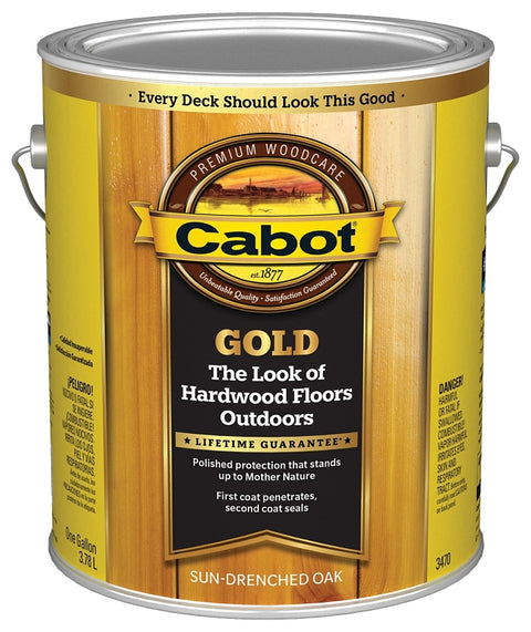 Cabot 140.0003470.007 Wood Conditioning Stain, Gold Satin, Liquid, Sun Drenched Oak, 1 gal, Can, Pack of 4