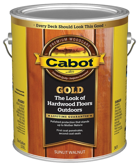 Cabot 140.0003471.007 Wood Conditioning Stain, Gold Satin, Liquid, Sun Lit Walnut, 1 gal, Can, Pack of 4