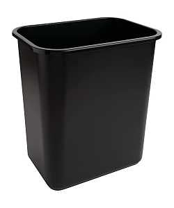Continental Commercial 2818BK Waste Basket, 28.125 qt, Plastic, Black, 15 in H