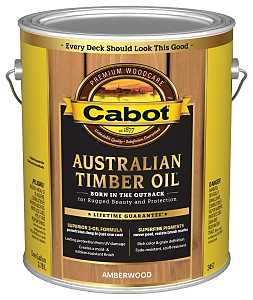 Cabot 140.0003457.007 Australian Timber Oil, Flat, Amberwood, Liquid, 1 gal, Pack of 4