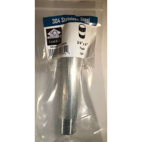 Smith-Cooper 3/4 in. MPT Stainless Steel 6 in. L Nipple