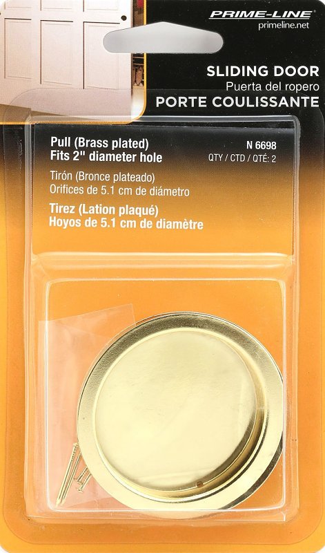 Prime-Line N 6698 Door Pull, 5/16 in D, Steel, Brass
