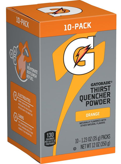 Gatorade 04701 Thirst Quencher Sports Drink Mix, Water, Powder, Orange, 1.23 oz Packet, Pack of 8