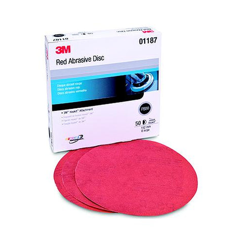 3M 01261 Red Hookit 6″ P80D Grade Abrasive Sanding Disc - 50 per Box