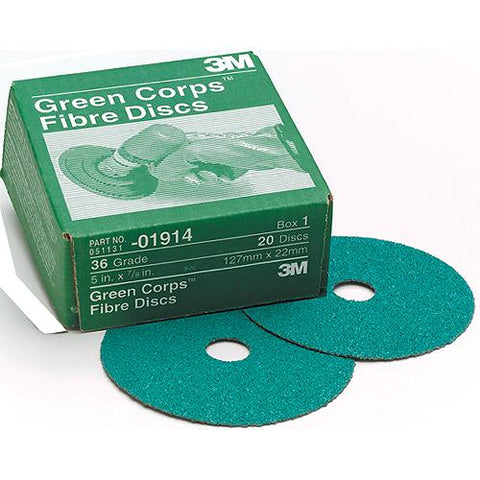 3M 36509 7″ x 7/8″ 40 Grit Green Discs