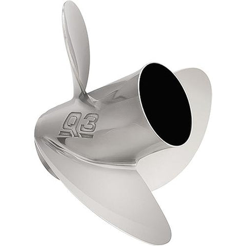 Quicksilver 8M0103517 Q3 15.6″ diameter X 13″ pitch, 3-Blade Stainless Steel Propeller, Right Hand Rotation, High Polished Finish