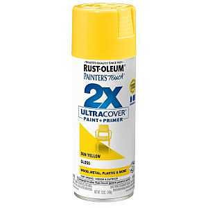 Rust-Oleum Painter's Touch 2X Ultra Cover 334046 Spray Paint, Gloss, Sun Yellow, 12 oz, Aerosol Can
