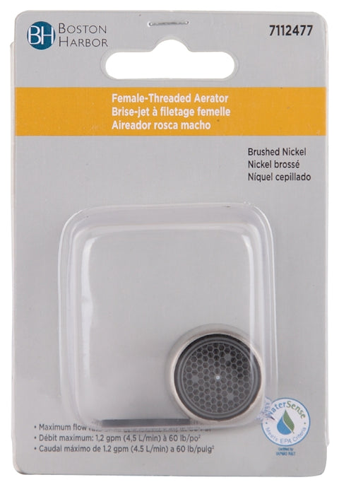 Boston Harbor A500267NNP-55-P Faucet Aerator Female, 55/64 in Female, Plastic, Brushed Nickel