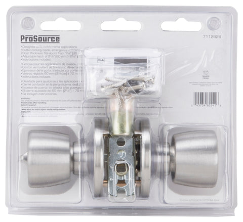 ProSource T-5764SS-BK Privacy Lockset, Bell, Tulip Design, Stainless Steel, Stainless Steel