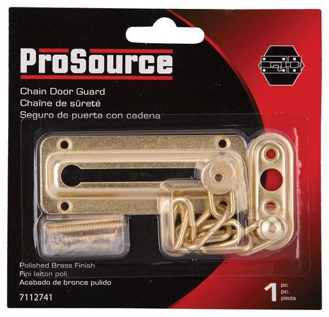 ProSource 807277-PS Chain Door Guard, 3-3/8 in L, 2 in W, 6 in H, Steel, Polished Brass