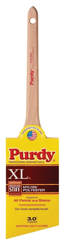 Purdy 144080325 Paint Brush, Angular Brush, 2-11/16 in L Bristle, Nylon/Polyester Bristle, Rat Tail Handle