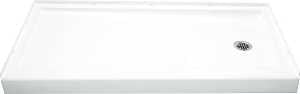 Sterling Ensemble 72171120-0 Shower Base, 60 in L, 30 in W, 5 in H, Vikrell, White, Alcove Installation, 3-5/16 in Drain, Right Hand Drain