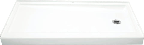 Sterling Ensemble 72171120-0 Shower Base, 60 in L, 30 in W, 5 in H, Vikrell, White, Alcove Installation, 3-5/16 in Drain, Right Hand Drain