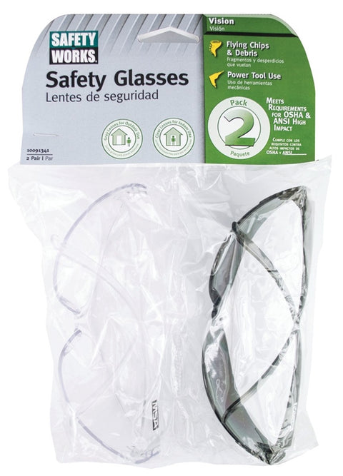 Safety Works 10091341-21 Safety Glasses, Clear/Gray Lens