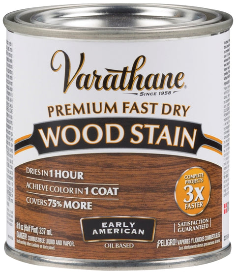 Varathane 262024 Premium Fast Dry Stain, Satin, Early American, Liquid, 0.5 pt Can