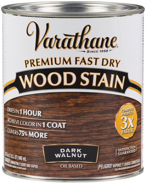 Varathane 262006 Premium Fast Dry Stain, Satin, Dark Walnut, Liquid, 1 qt Can, Pack of 2
