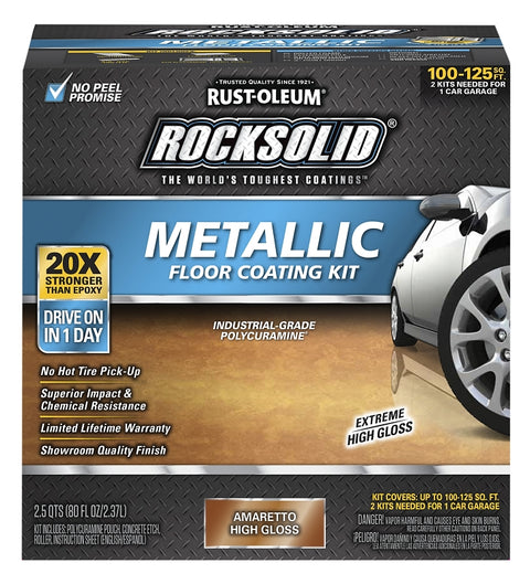 Rust-Oleum 299741 Floor Coating Kit, High-Gloss, Amaretto, Particulate Solid, 70 oz