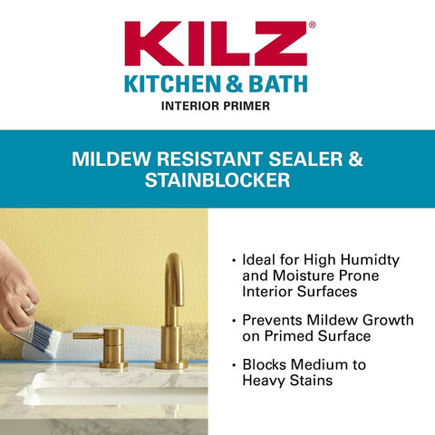 Kilz L204511 Primer, Water Base, White, 1 gal, Can, Pack of 4