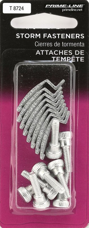 Prime-Line 165-4086 Storm Door Panel Clip, 3/4 in L x 1/2 in W x 1/4 in D Dimensions, Aluminum, Mill, Pack of 6