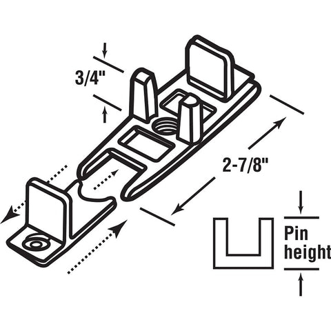 Prime-Line N 6562 Door Guide, 2-7/8 in L x 3/4 in H Dimensions, Nylon, White, Floor, 2/PK
