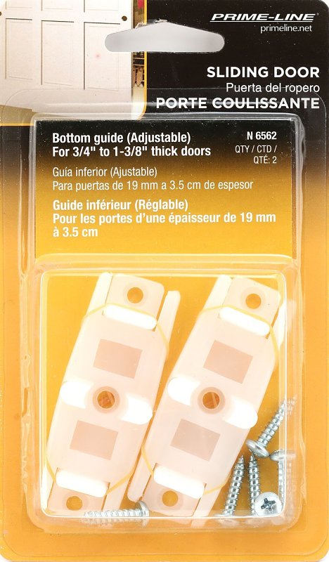 Prime-Line N 6562 Door Guide, 2-7/8 in L x 3/4 in H Dimensions, Nylon, White, Floor, 2/PK
