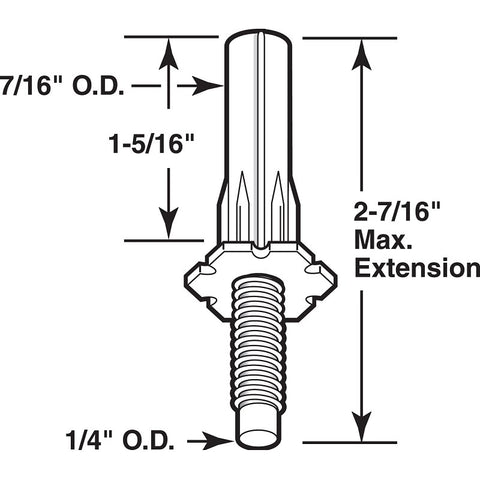 Prime-Line N 6707 Door Pivot, 7/16 in Dia Base, 1-5/16 in H Base, Nylon/Steel, 2/PK