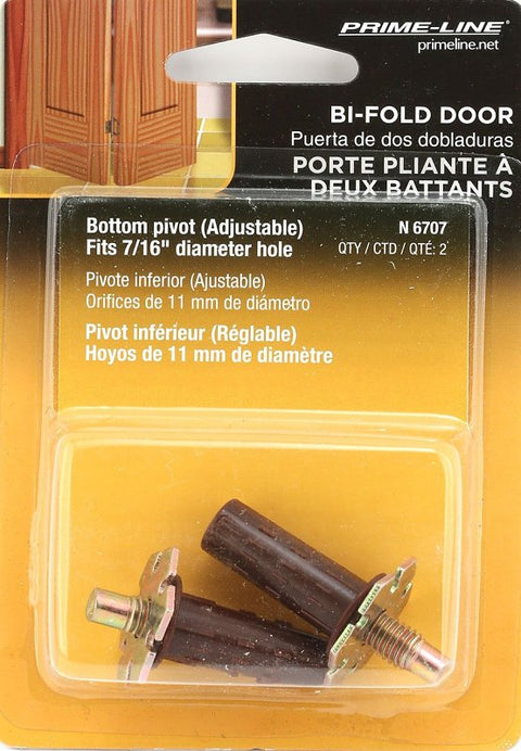 Prime-Line N 6707 Door Pivot, 7/16 in Dia Base, 1-5/16 in H Base, Nylon/Steel, 2/PK
