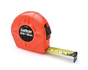 Crescent Lufkin L600N Series L625CMEN Tape Measure, 25 ft L Blade, 1 in W Blade, Steel Blade, ABS Case, Orange Case