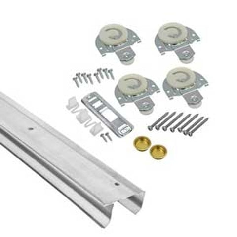 RENIN BP102K-09600-BW Sliding Door Kit, 96 in L Track, Metal, For: 3/4 to 1-3/8 in Wood Panels or Doors