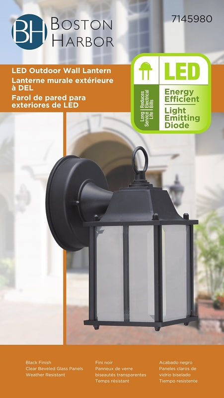 Boston Harbor 0038-WD-BK Outdoor Wall Lantern, 120 V, 6.65 W, LED Lamp, 320 Lumens, 3000 K Color Temp