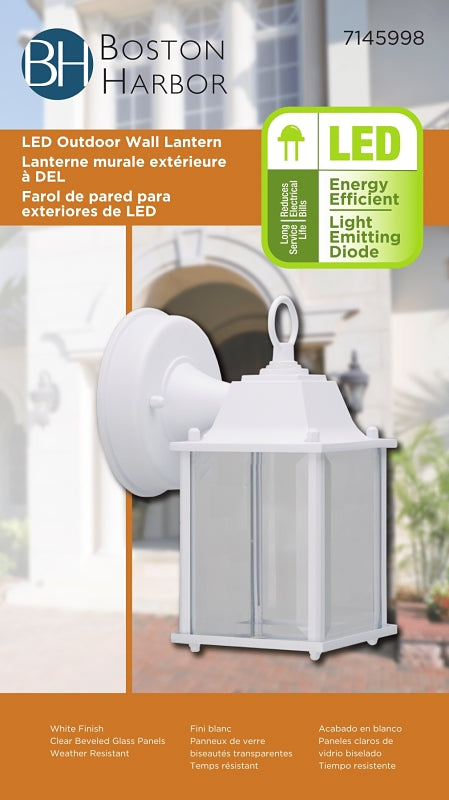 Boston Harbor 0038-WD-WH Outdoor Wall Lantern, 120 V, 6.65 W, LED Lamp, 320 Lumens, 3000 K Color Temp