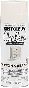 Rust-Oleum 302596 Chalk Spray Paint, 12 oz Can, 12 sq-ft Coverage Area, Oil Base, Ultra Matte, Chiffon Cream