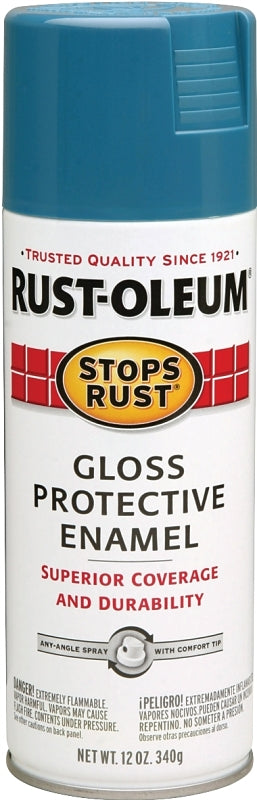 Rust-Oleum 269292 Rust Preventative Spray Paint, 12 oz Can, 6 to 10 sq-ft Coverage Area, Oil Base, Gloss, Maui Blue