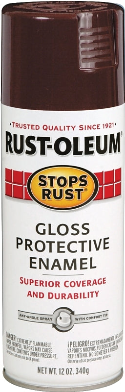 Rust-Oleum 267112 Rust Preventative Spray Paint, 12 oz Can, 6 to 10 sq-ft Coverage Area, Oil Base, Gloss, Kona Brown